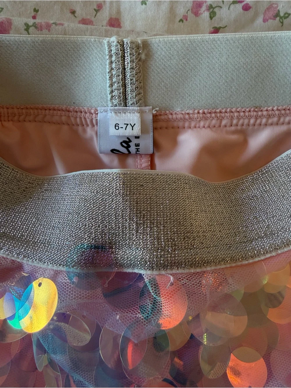NWT Lola + The Boys Peach Pink Sequin Mermaid Tail Costume Girls Size 6-7